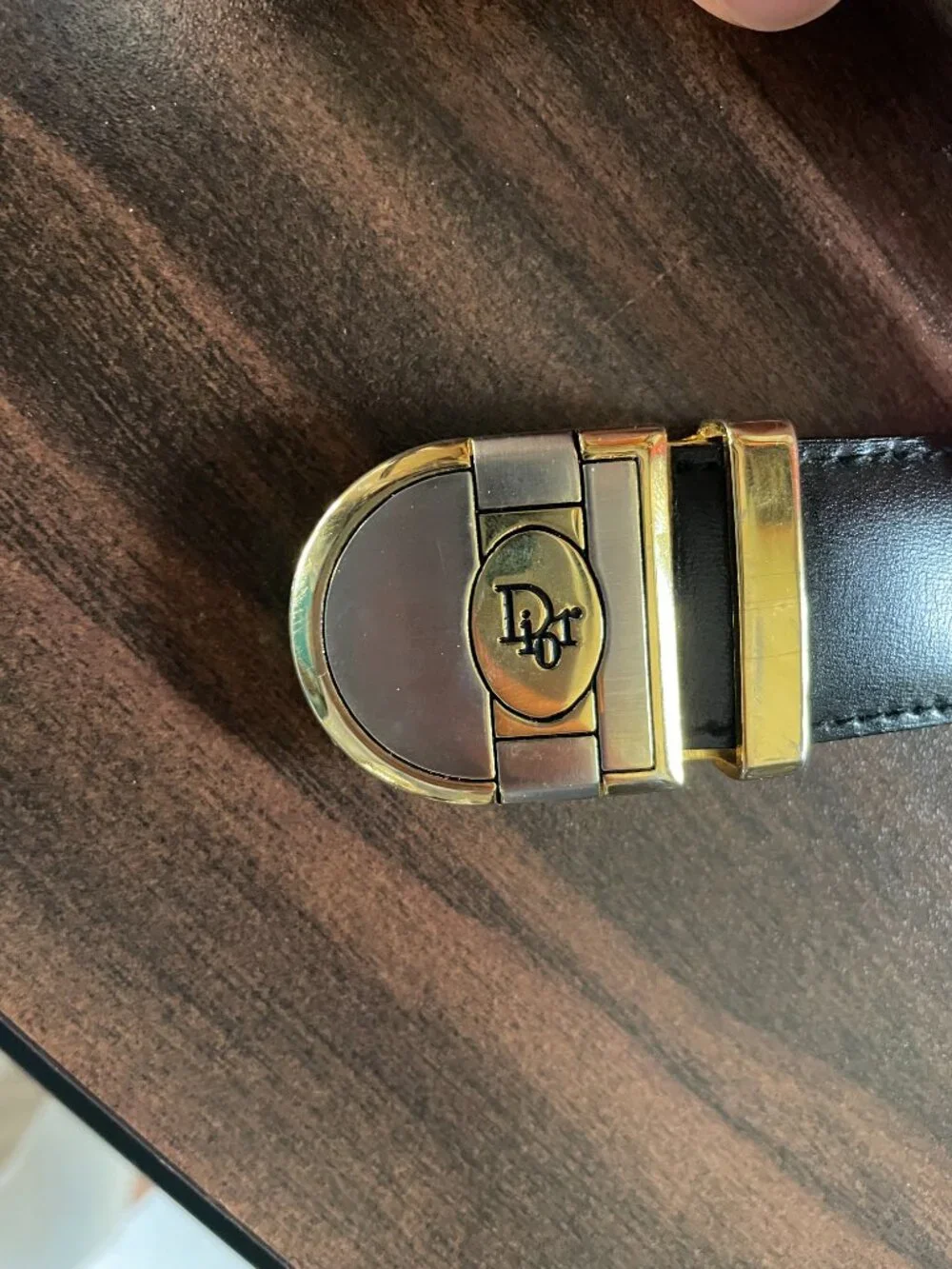 Christian Dior Vintage Reversible Leather Belt — Black, Sz 42, Italy